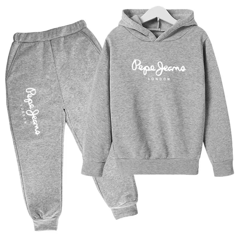Ocio estampado de letras 2 uds Sudadera con capucha + Pantalones chándales 3-13 años niños niñas primavera otoño trajes ropa de calle ropa para niños