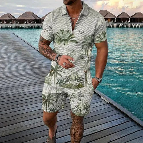 Chándal 3D Hombre | Polo Cremallera + Pantalón Corto Verano