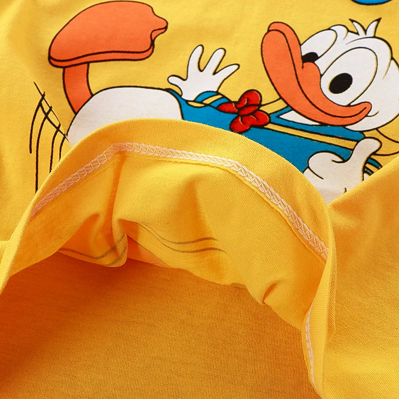 Conjunto de ropa informal para niños, chándal de 2 piezas con dibujos animados del Pato Donald, camiseta y pantalones cortos, verano, 1-4 años