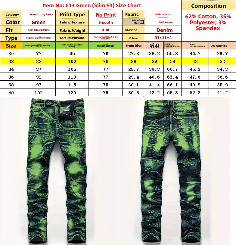 Pantalones vaqueros ajustados para hombre, pantalones vaqueros azules adelgazantes elásticos artesanales, pantalones largos con diseño de agujeros, pantalones vaqueros de pierna recta de alta elasticidad
