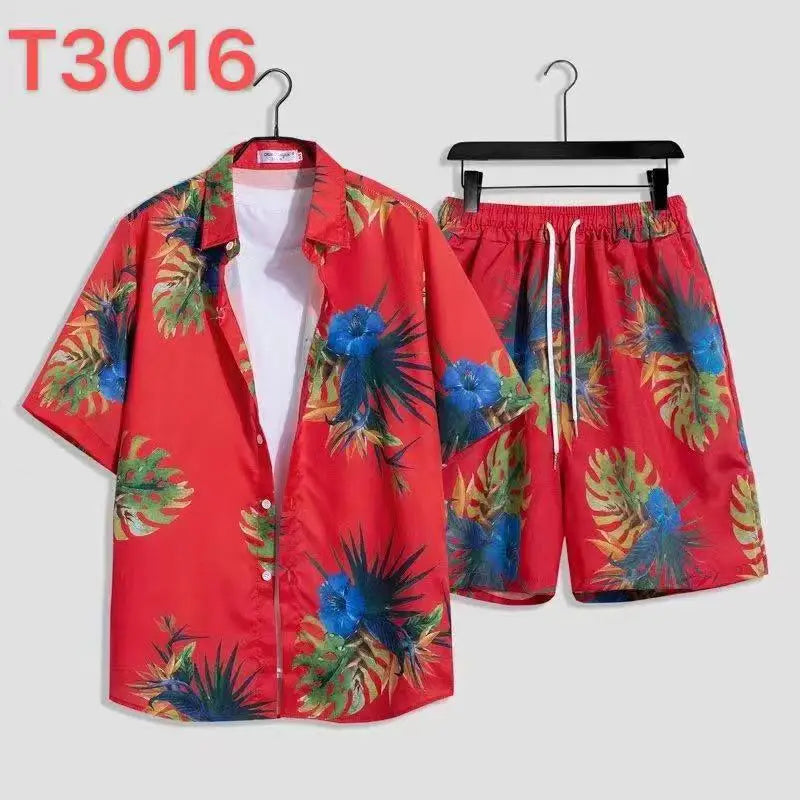 Conjunto Hawaiano 3D Hombre | Camisa Árbol de Coco + Pantalón Corto Playa