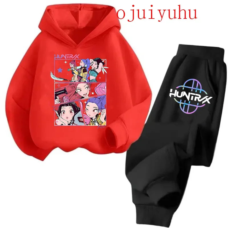 Kpop Demon Hunters Kawaii Jersey sudadera Anime Trucksuit dibujos animados niñas niño niños ropa conjuntos unisex sudaderas con capucha para niños