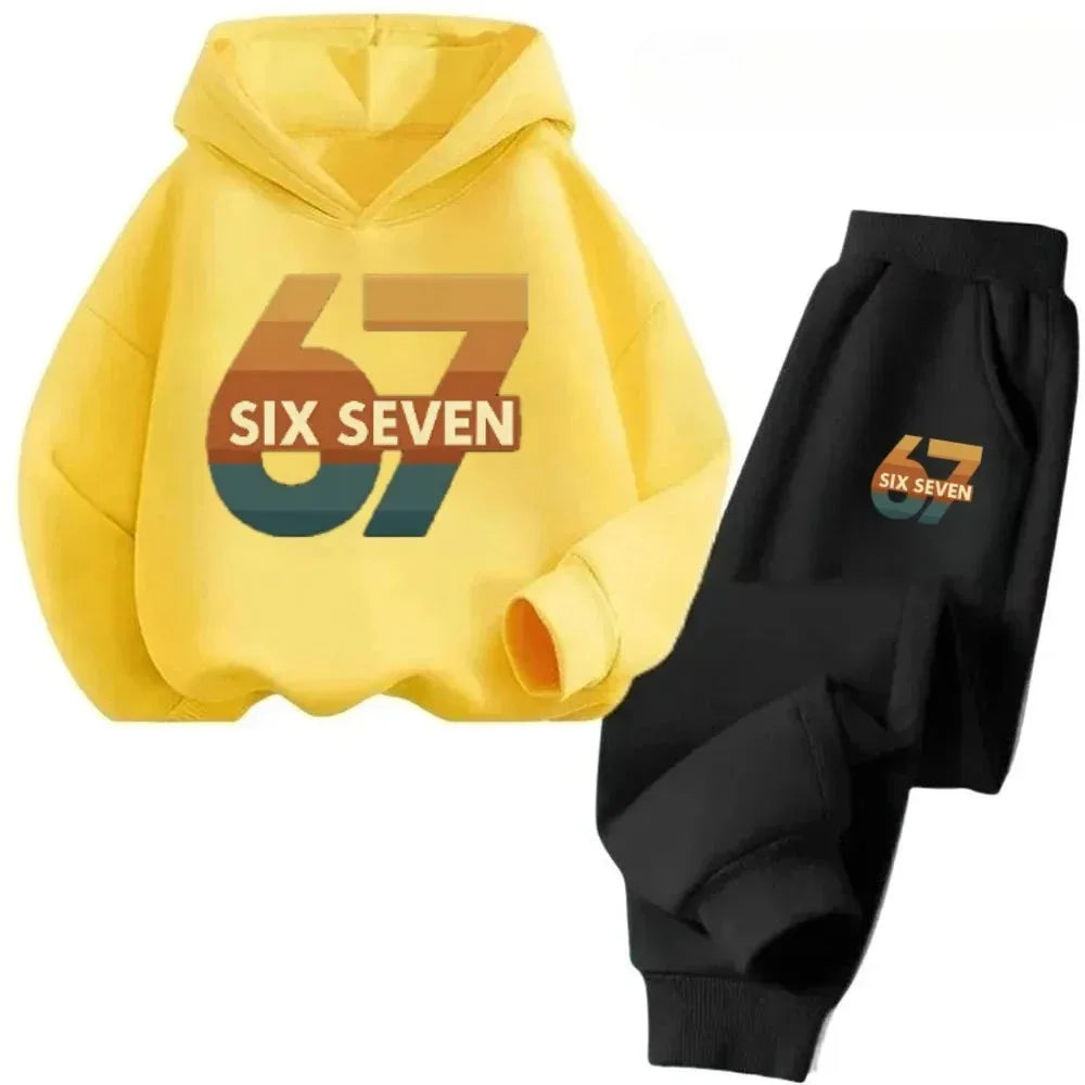 Conjunto de Ropa Infantil 67 Comfort, de 4 a 13 Años, Algodón Orgánico Antiencogimiento, Agradable al Tacto, Ropa Escolar, Conjunto de Sudadera Cómoda para Niños