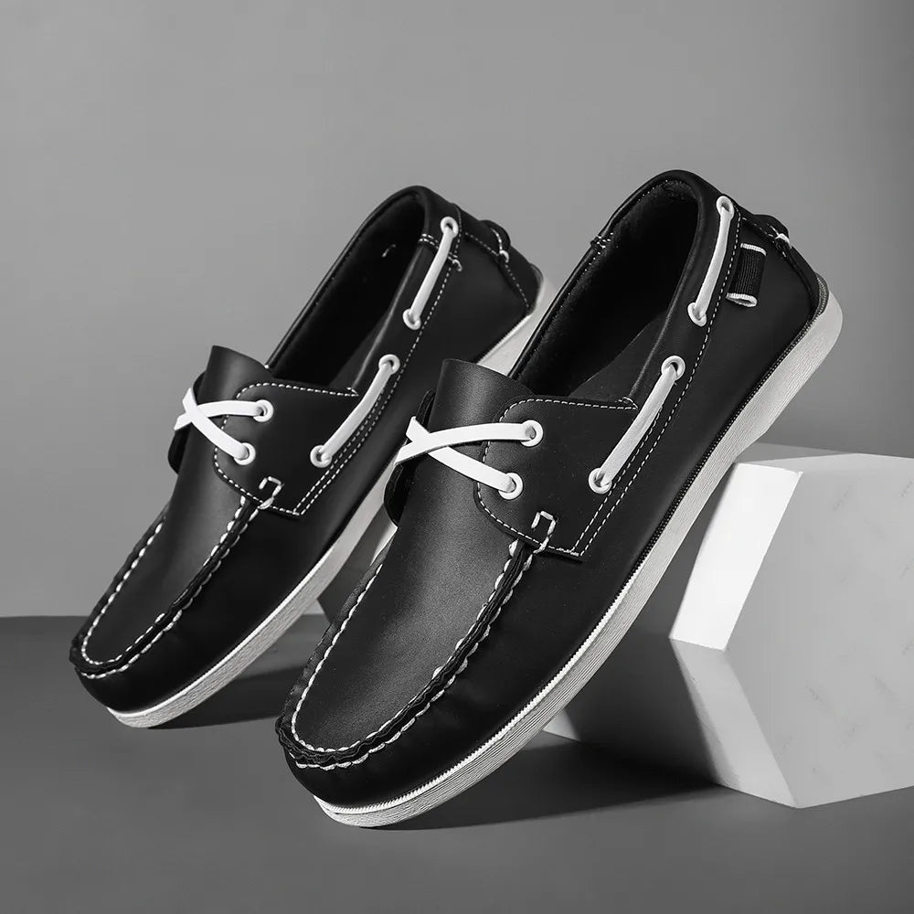 Zapatos mocasines con punta delantal de moda para hombre, cómodos antideslizantes para caminar al aire libre, viajar, primavera y verano