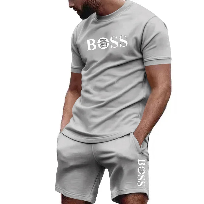 Conjunto deportivo de dos piezas para hombre, camiseta de manga corta y pantalones, ropa deportiva para correr y fitness, verano 2026, gran descuento