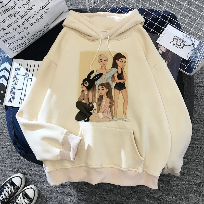 Sudadera con capucha de Ariana Grande Harajuku divertida para mujer/hombre, sudadera de los años 90, ropa para mujer/hombre, jerséis gráficos, capucha de gran tamaño Ulzzang Tumblr