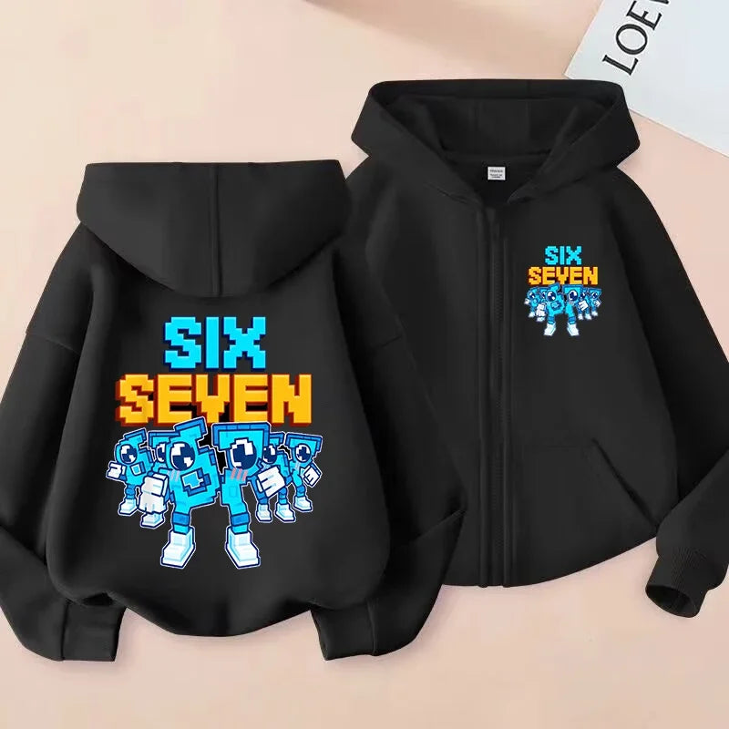 Caliente seis siete sudaderas con cremallera niños divertidos 67 Brainrot sudaderas ropa chico niña niño cremallera Sudadera con capucha bebé Casual moda Tops