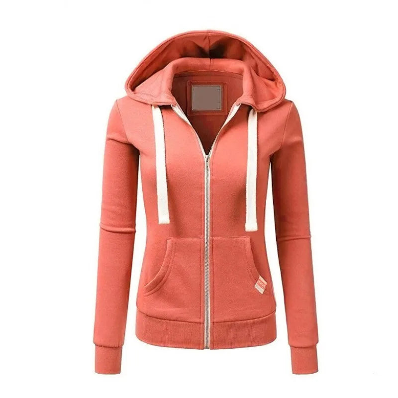 2024 primavera y otoño nueva moda mujer marca de moda Sudadera con capucha deportes y ocio bolsillo cardigan cremallera ropa para correr