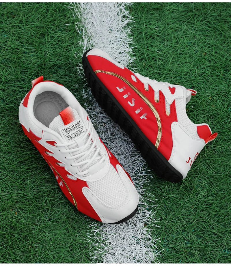 Zapatillas de deporte de malla transpirable rojas y blancas para hombre, zapatos para correr informales a la moda, zapatillas deportivas ligeras antideslizantes para uso diario