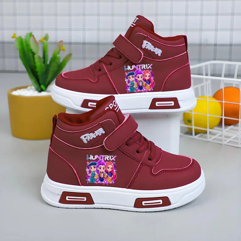 Nuevas zapatillas Kpop Demon Hunter para niños, zapatillas altas para niñas, zapatos blancos de otoño, zapatillas informales para correr, Tenis de suela blanda antideslizantes