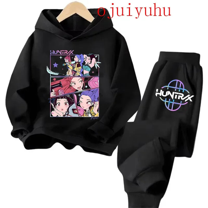 Kpop Demon Hunters Kawaii Jersey sudadera Anime Trucksuit dibujos animados niñas niño niños ropa conjuntos unisex sudaderas con capucha para niños