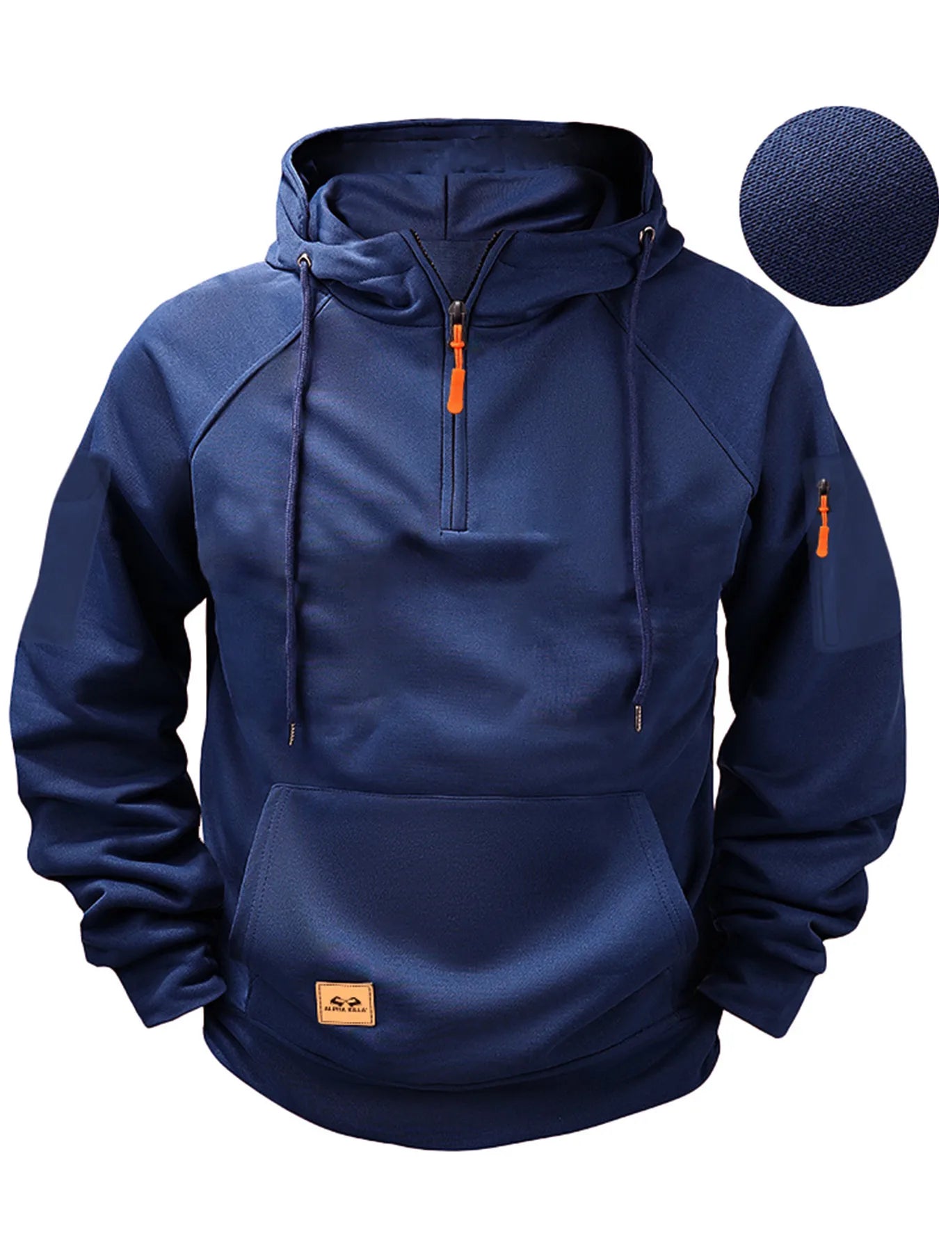 Sudadera con capucha de invierno para hombre con capucha cremallera táctica múltiples bolsillos estilo jersey deportivo casual abrigo de manga larga