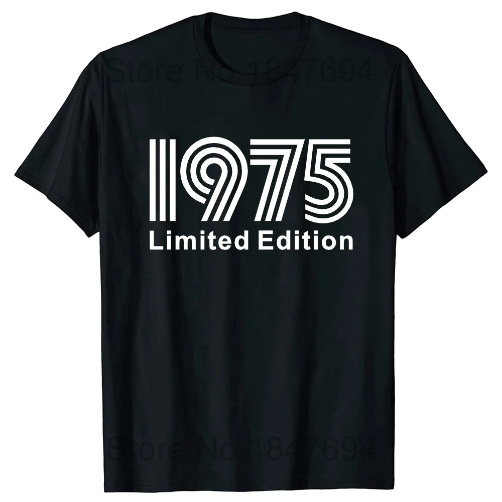 Novedad, impresionantes leyendas Vintage nacidas en 1975, camisetas de 49 años, ropa informal de algodón con imágenes, camiseta de manga corta para regalos de cumpleaños