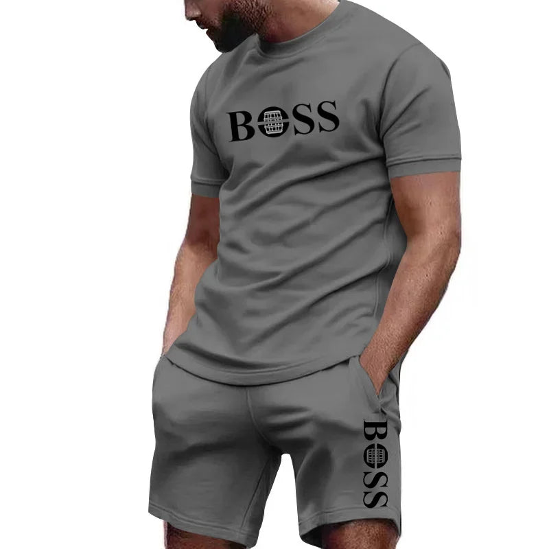 Conjunto deportivo de dos piezas para hombre, camiseta de manga corta y pantalones, ropa deportiva para correr y fitness, verano 2026, gran descuento