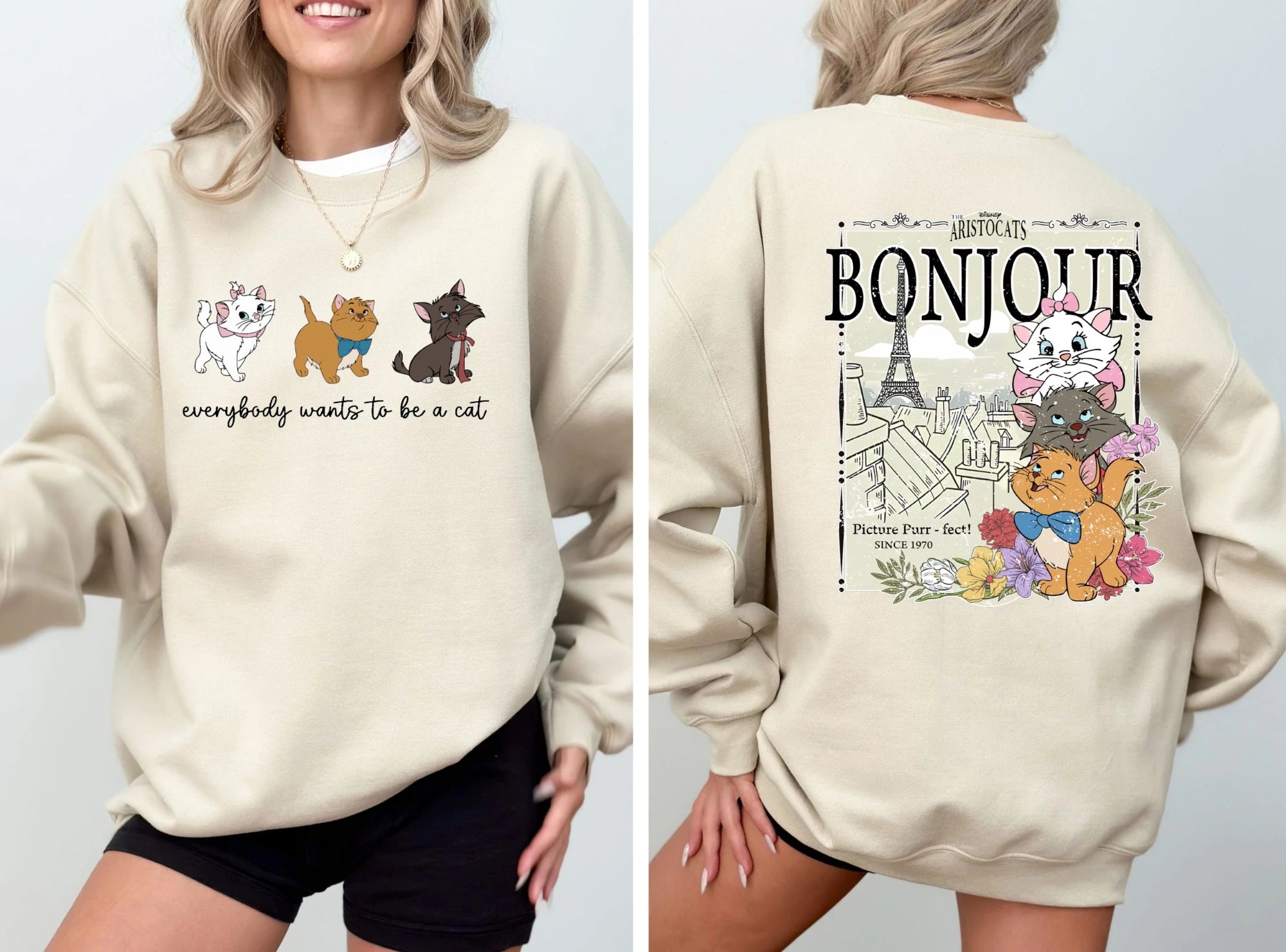 Todo el mundo quiere ser un sudadera de gato, sudadera de gatos de Disney, sudadera de los Aristogatos de Disney, suéter de Aristogatos Marie Cat