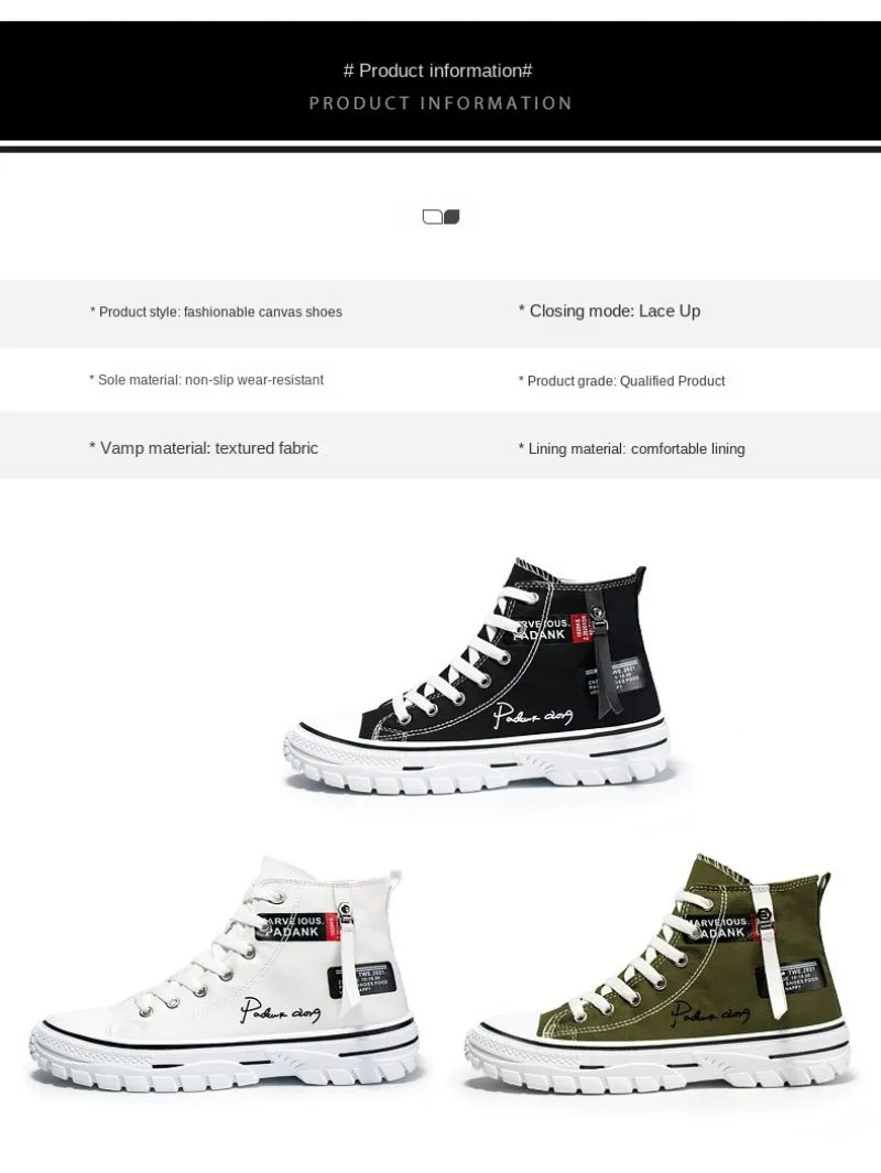 Men's Shoes 2024 New High Top Sneakers for Men Casual Breathable Platform Shoe Male Vulcanize Canvas Shoes Zapatos Para Hombres