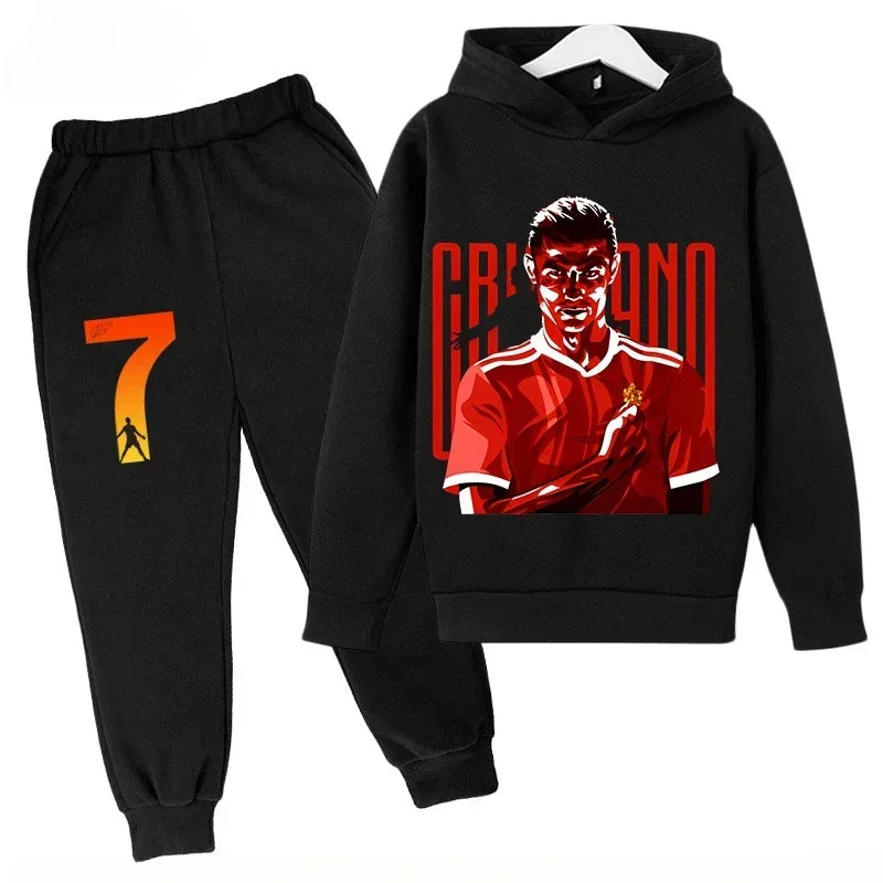 Chándal de Secado Rápido CR7 para Niños de 7 a 13 Años, Ronaldo 7 #   Conjunto Deportivo Estampado, Ropa Deportiva Transpirable, Ropa Infantil de Boutique