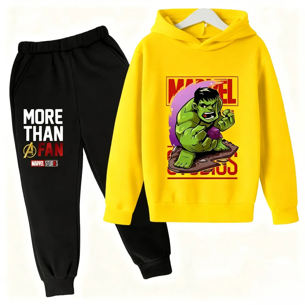 Sudadera con capucha de superhéroe de Marvel para niños, traje con capucha de Hulk para niños, traje de Iron Man para niños y niñas, conjunto de sudadera de otoño e invierno