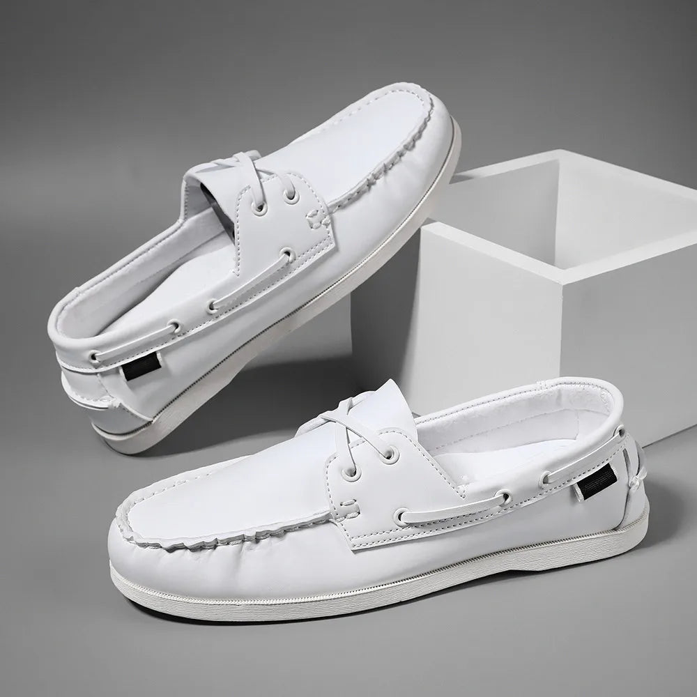 Zapatos mocasines con punta delantal de moda para hombre, cómodos antideslizantes para caminar al aire libre, viajar, primavera y verano