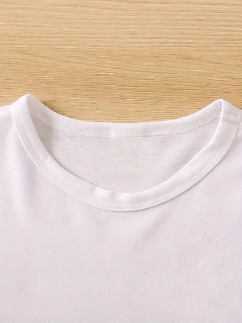 Camiseta de moda para mujer, camiseta informal transpirable de manga corta con cuello redondo y estampado de letras españoles vibrantes para mujer