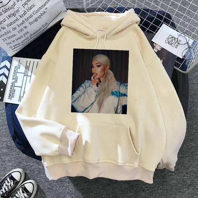 Sudadera con capucha de Ariana Grande Harajuku divertida para mujer/hombre, sudadera de los años 90, ropa para mujer/hombre, jerséis gráficos, capucha de gran tamaño Ulzzang Tumblr