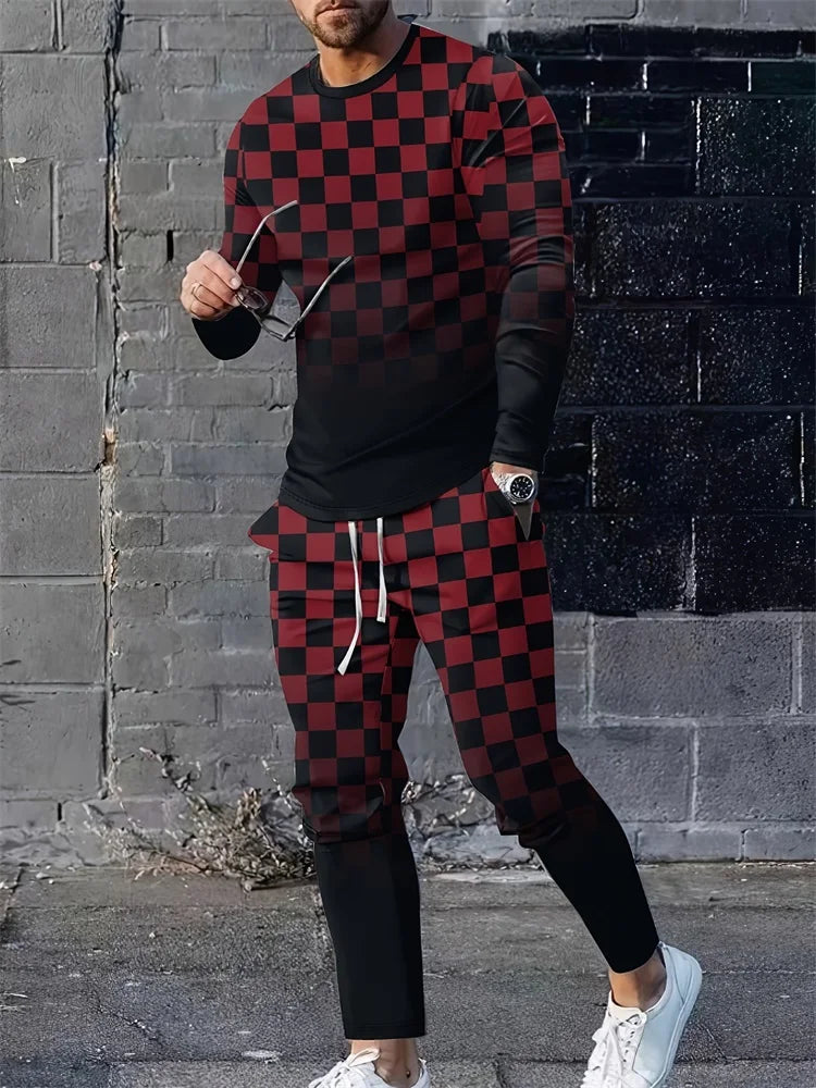 Camiseta de manga larga para hombre, conjuntos de pantalones informales para todos los días, con estampado de los indios africanos, a la moda, primavera y otoño