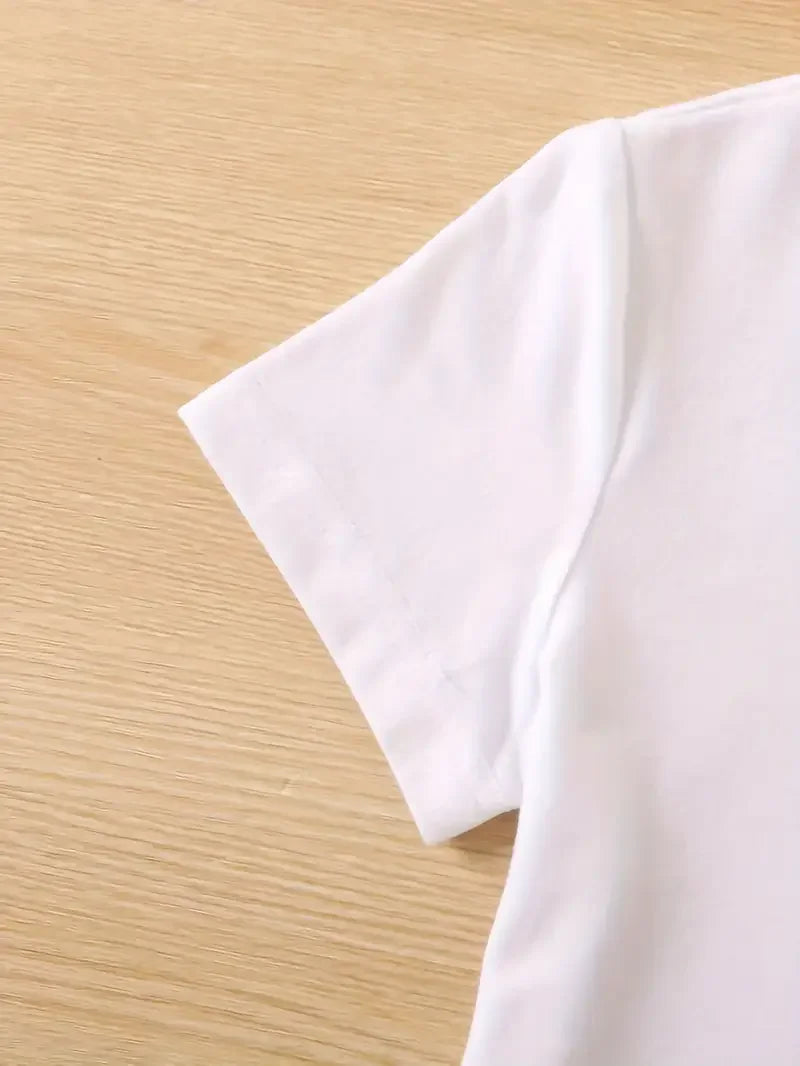 Camiseta de moda para mujer, camiseta informal transpirable de manga corta con cuello redondo y estampado de letras españoles vibrantes para mujer