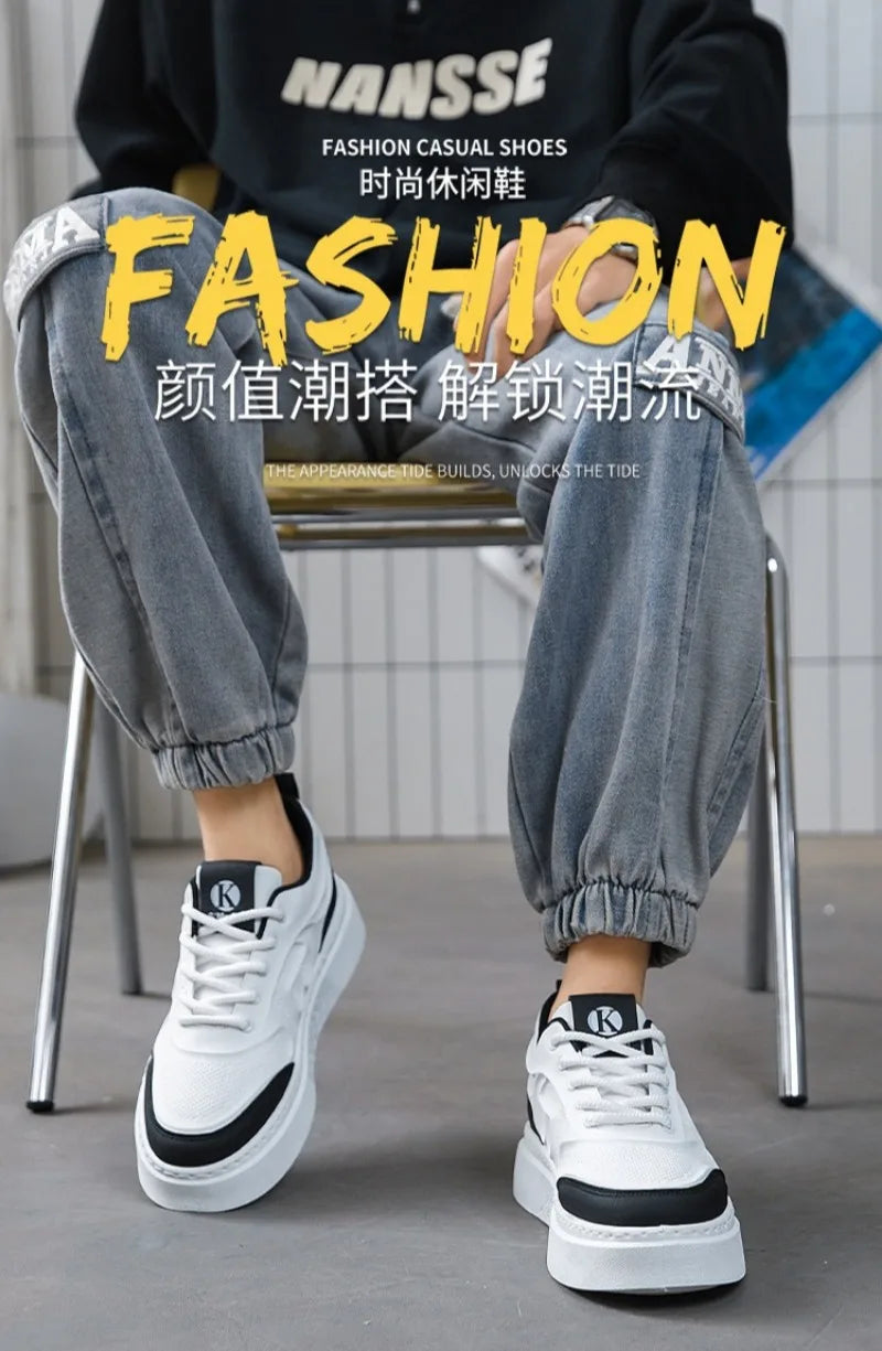 Tenis Para Hombre 2025 Men Casual Sport Shoes Spring Summer Trend Leather Low-top Flat Shoes Man Walking Footwear Versatile Plus