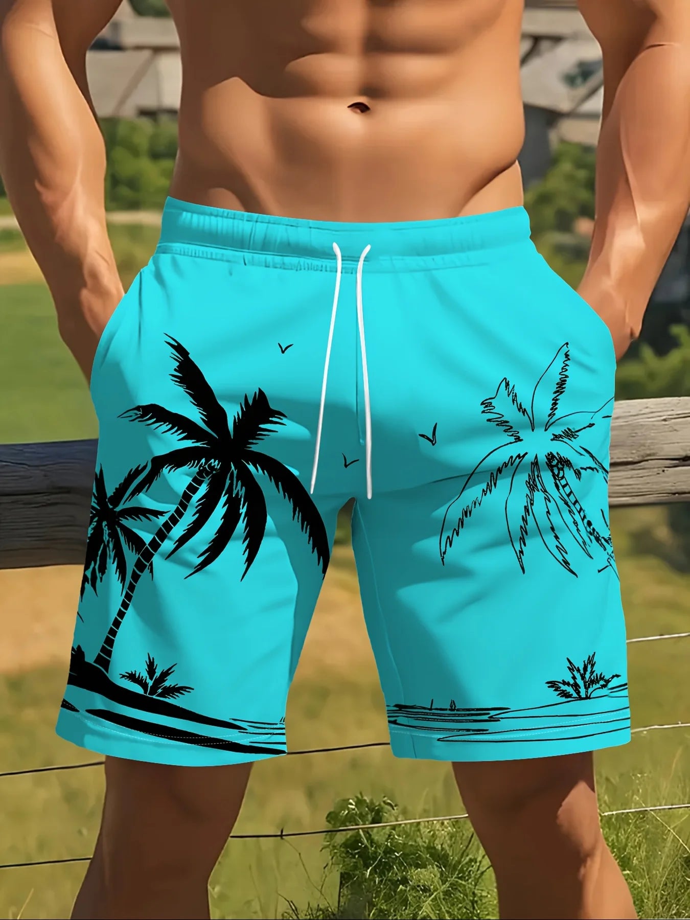 Shorts de Playa para Hombre con Estampado de Palmeras y Cocoteros, Nuevos Shorts de Verano para Vacaciones, Shorts Casuales Clásicos de Secado Rápido para Hombre