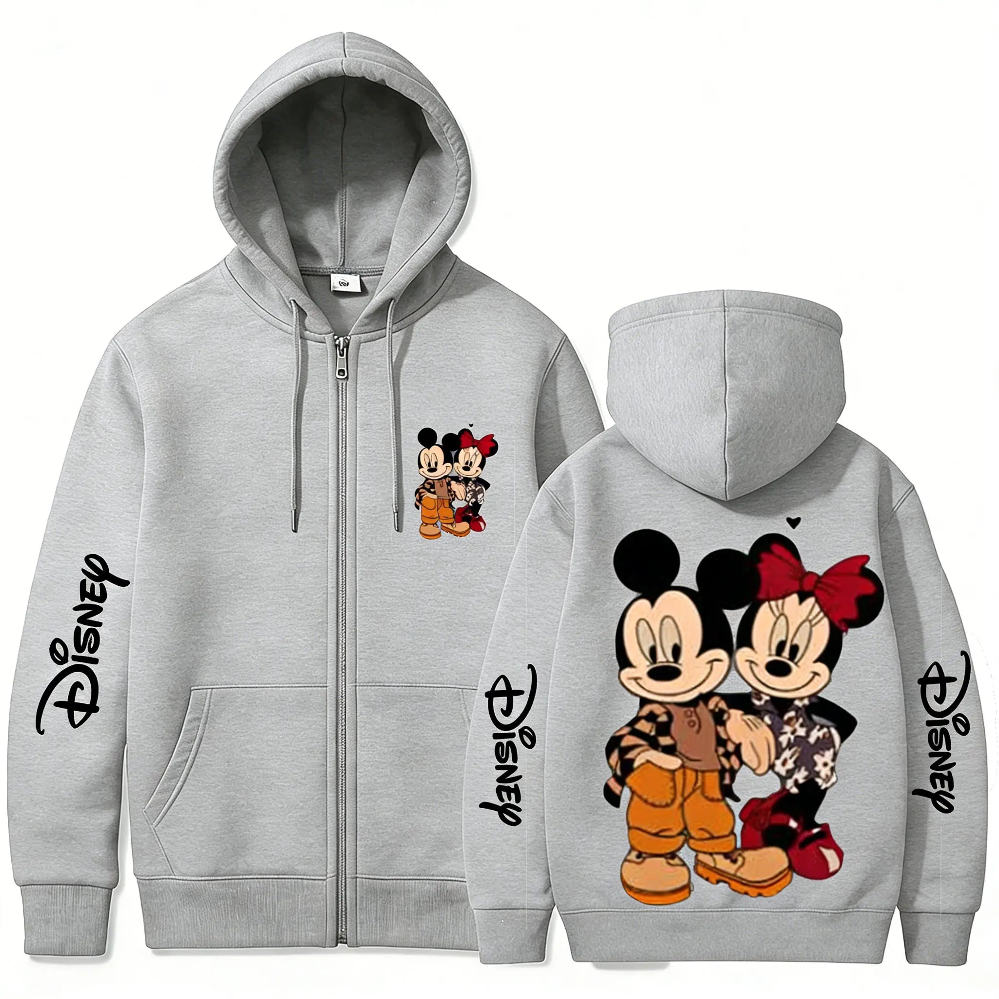 Sudadera con capucha y cremallera de Disney Mickey Minnie para hombre y mujer, ropa de calle de manga larga, Tops informales para primavera y verano, 2026
