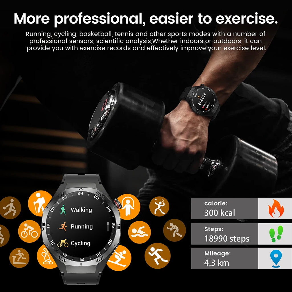 2025New para Android e ios reloj inteligente hombres pantalla AMOLED GPS trayectoria de movimiento ritmo cardíaco llamadas Bluetooth SmartWatch impermeable