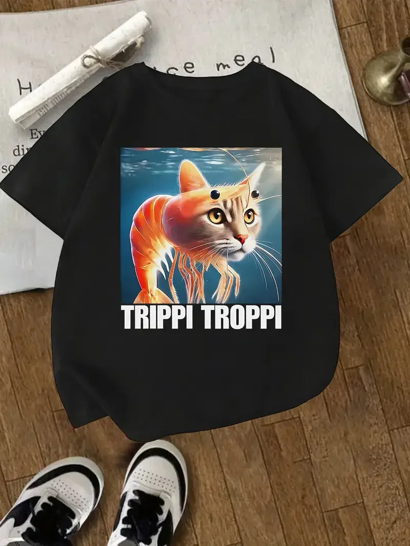 Y2k-Camiseta italiana con animales de Brainrot para niños y niñas, camisetas de manga corta de Tung Tung Sahur, camiseta bonita con meme divertido, ropa de verano