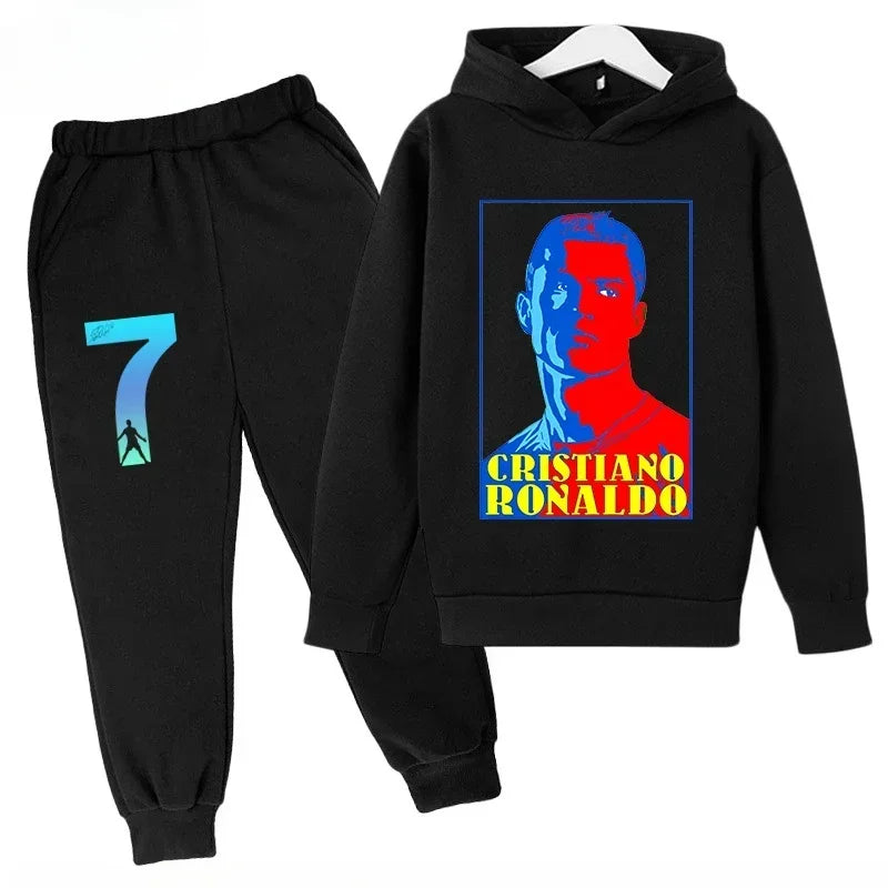 Chándal de Secado Rápido CR7 para Niños de 7 a 13 Años, Ronaldo 7 #   Conjunto Deportivo Estampado, Ropa Deportiva Transpirable, Ropa Infantil de Boutique