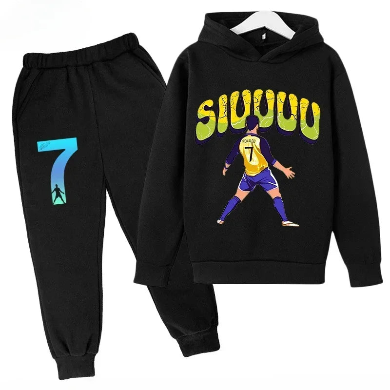 Chándal de Secado Rápido CR7 para Niños de 7 a 13 Años, Ronaldo 7 #   Conjunto Deportivo Estampado, Ropa Deportiva Transpirable, Ropa Infantil de Boutique