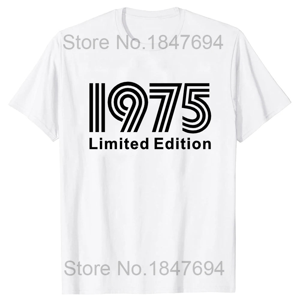 Novedad, impresionantes leyendas Vintage nacidas en 1975, camisetas de 49 años, ropa informal de algodón con imágenes, camiseta de manga corta para regalos de cumpleaños