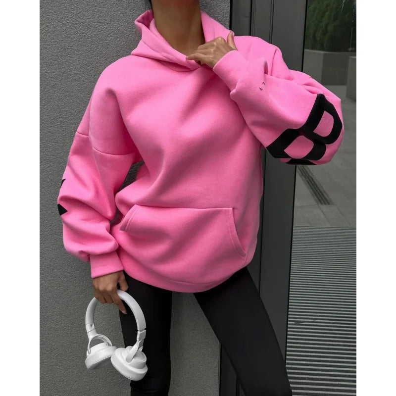 Y2K nuevo en sudaderas con capucha y sudaderas moda de invierno impreso grueso versátil manga larga sudaderas con capucha holgadas ropa de mujer