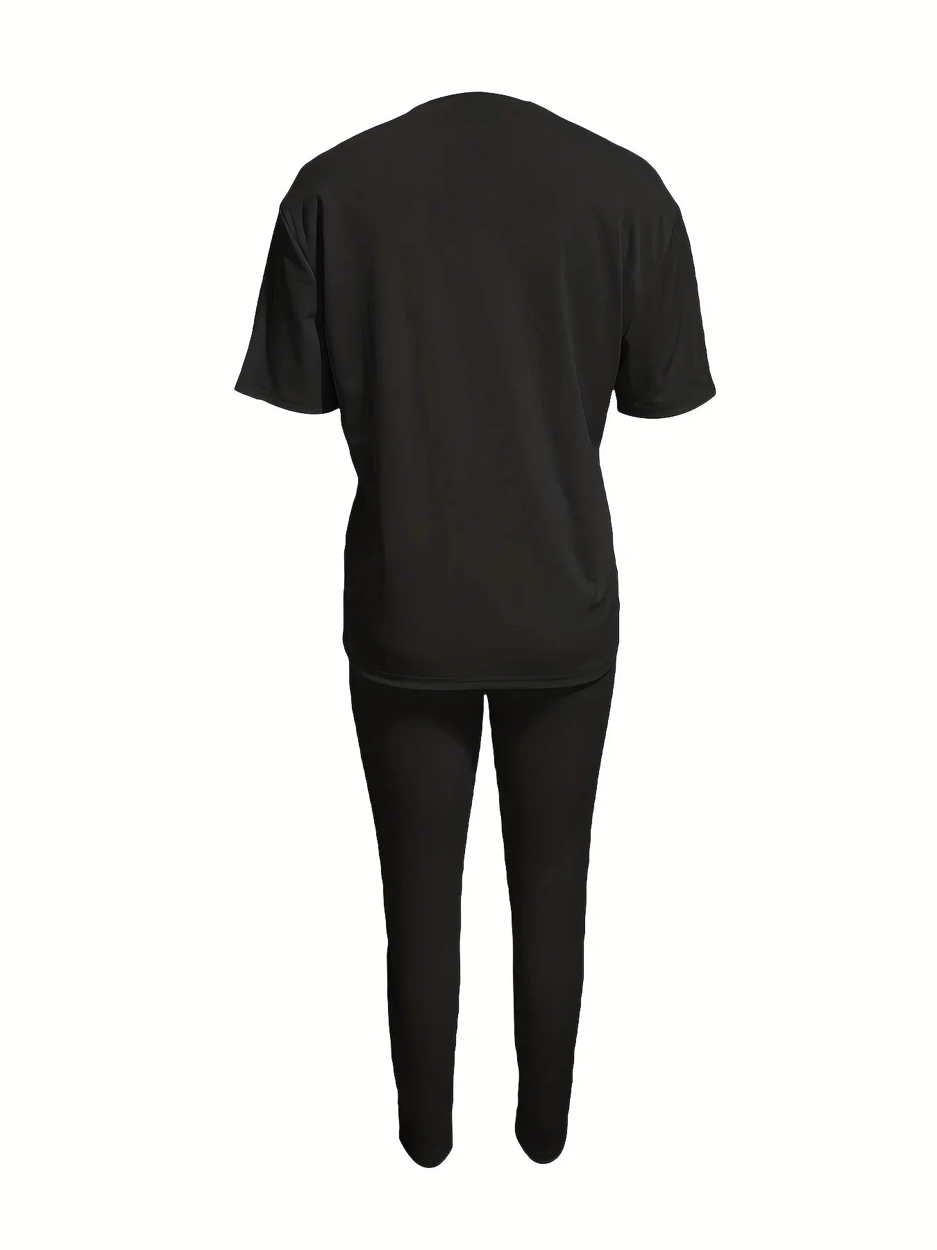 Conjunto de dos piezas de camiseta de manga corta con estampado de dibujos animados de oso HELLO grande informal holgado de primavera y verano para mujer + pantalones ajustados