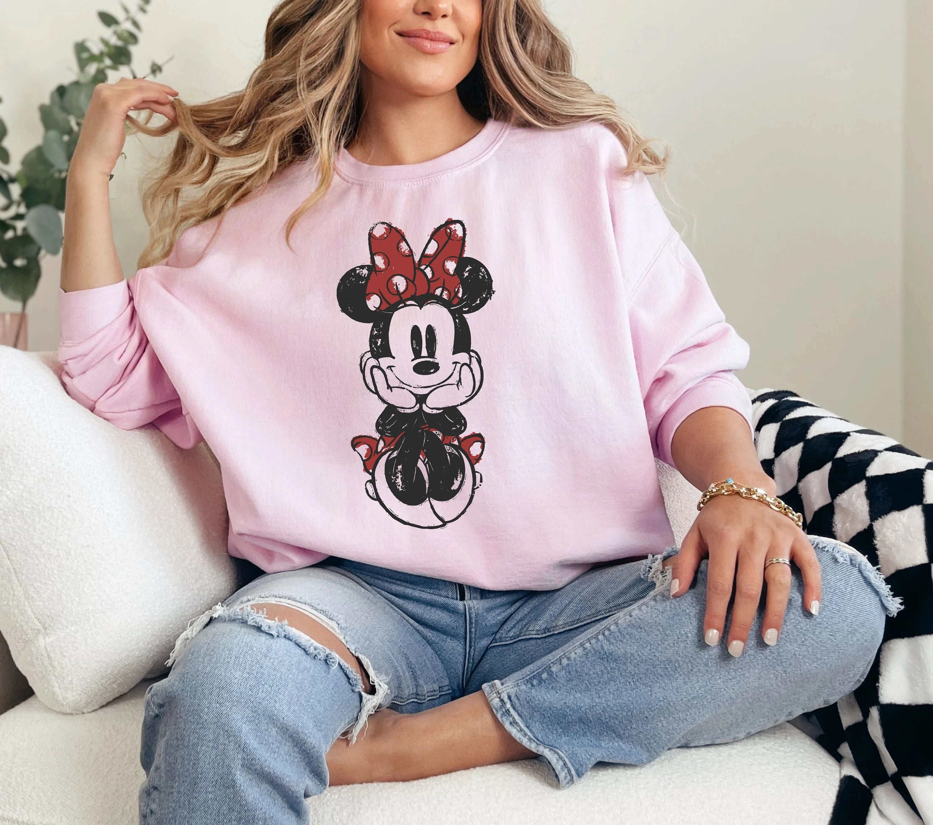 Sudaderas con gráficos de personajes de dibujos animados para mujer, moda Harajuku, sudadera de Minnie Mouse, Sudadera con capucha, Jersey, Tops informales