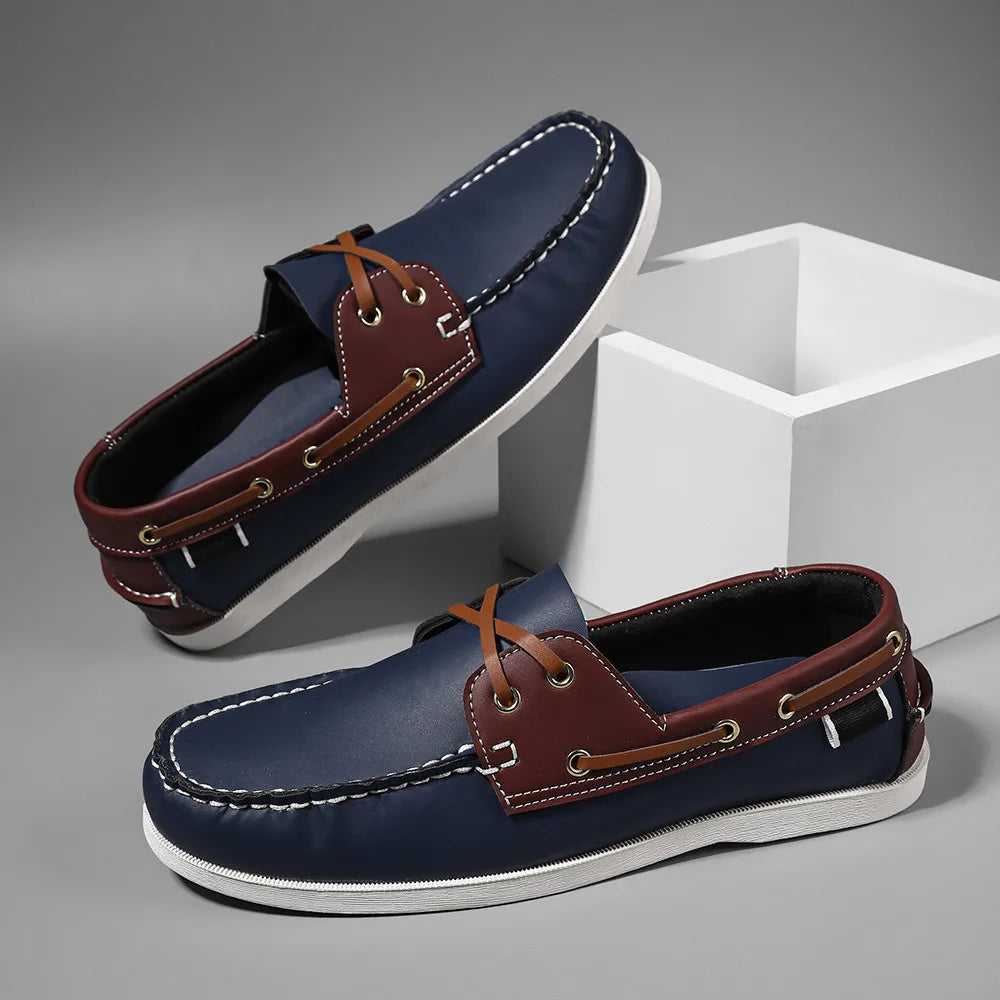 Zapatos mocasines con punta delantal de moda para hombre, cómodos antideslizantes para caminar al aire libre, viajar, primavera y verano