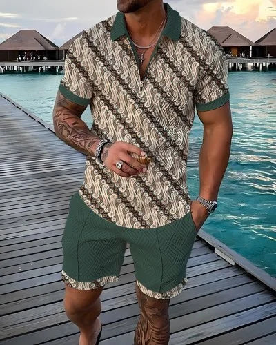 Chándal 3D Hombre | Polo Cremallera + Pantalón Corto Verano
