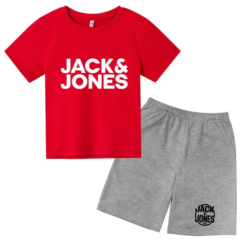 Conjuntos de Ropa para Niños y Niñas de 4 a 14 Años, Camisetas Transpirables de Verano con Estampado de Letras Sencillas y a la Moda + Pantalones Cortos, 2 Piezas