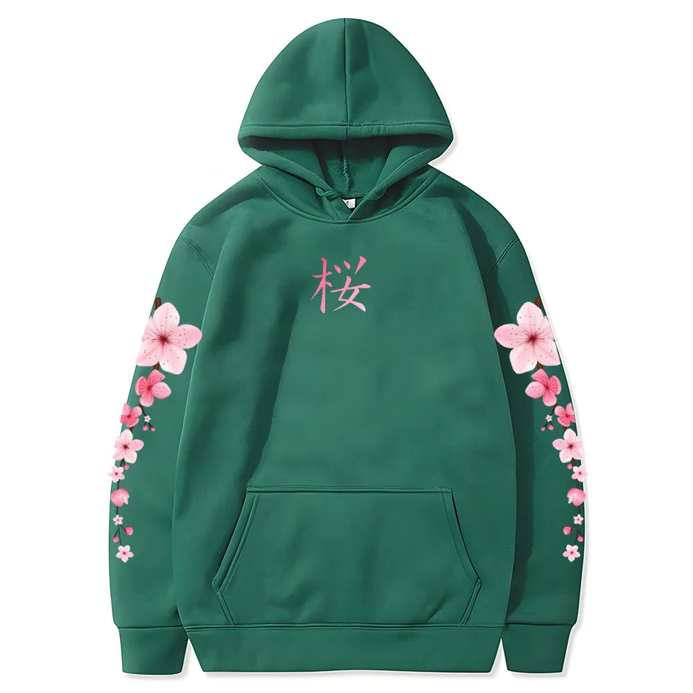 Sudaderas con capucha con estampado de Sakura de flores japonesas, sudaderas con capucha de invierno de manga larga, jerséis cómodos informales para mujeres/hombres con bolsillo
