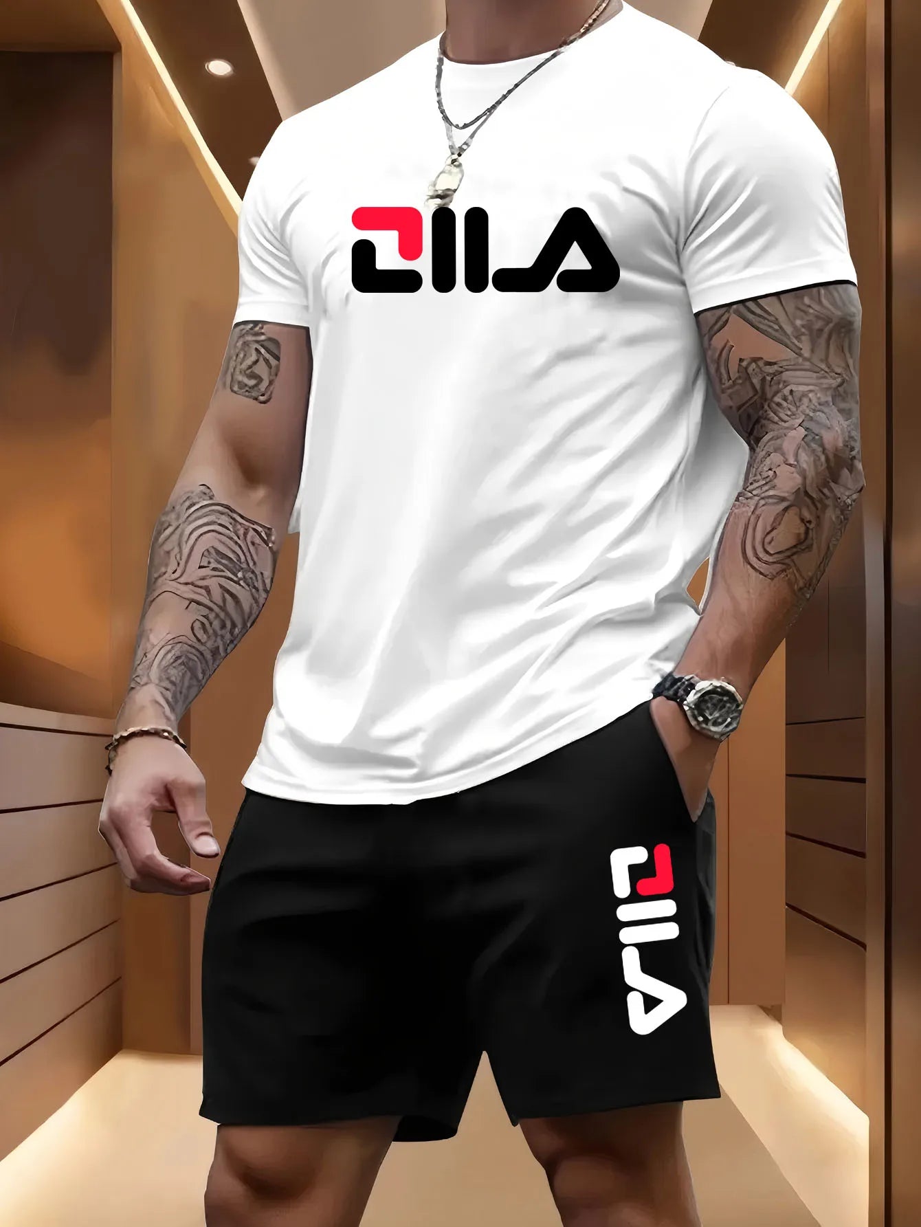 Conjunto Deportivo de Verano para Hombre, Informal, para Playa, Baloncesto, Deportes al Aire Libre, Cómodo, de Dos Piezas, con Camiseta Holgada y Pantalones Cortos a la Moda