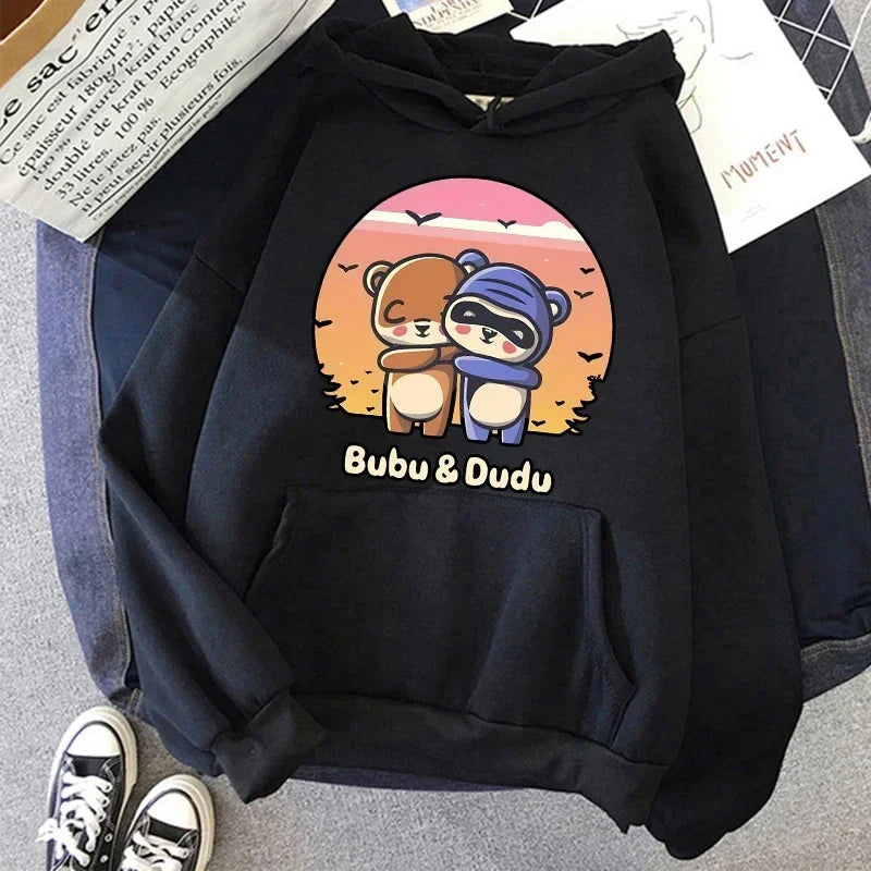 Ropa de calle gótica de dibujos animados para hombre y mujer, sudaderas con capucha con estampado de Bubu Dudu Y2k, divertidas sudaderas Kawaii, ropa con capucha con gráfico Vintage de los años 90