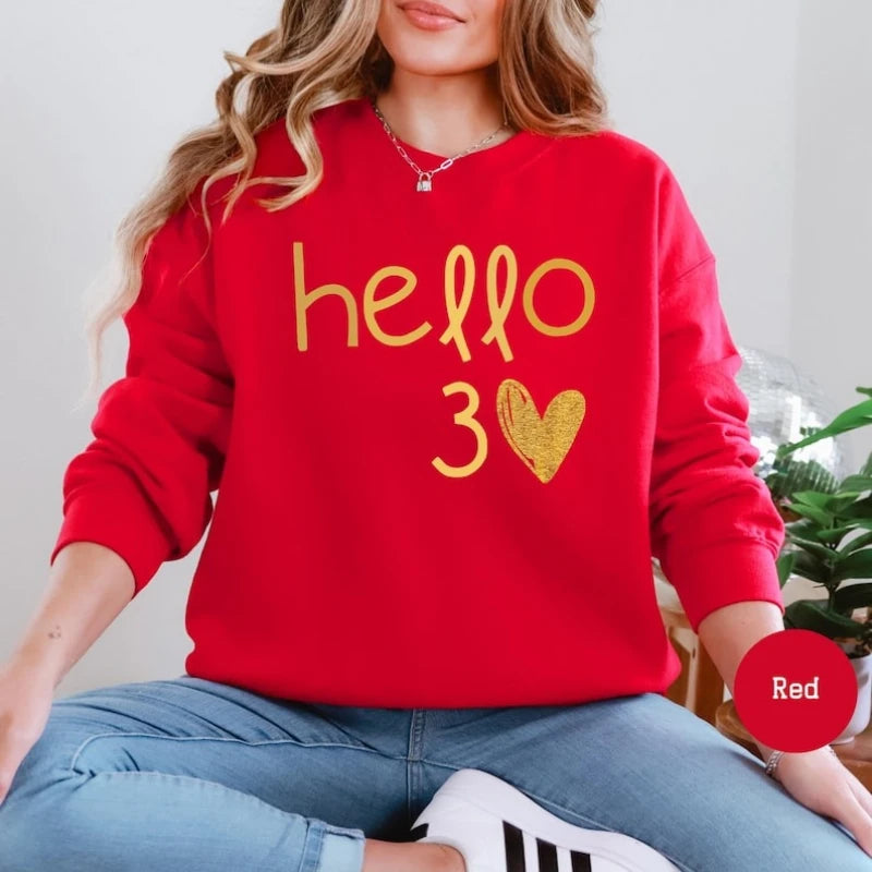 Sudadera con Capucha Térmica para Mujer, con la Frase 'Hola Otoño e Invierno', Regalo para su 30.º Cumpleaños, 'Hola 30', sin Purpurina Real, Sudadera para Adultos