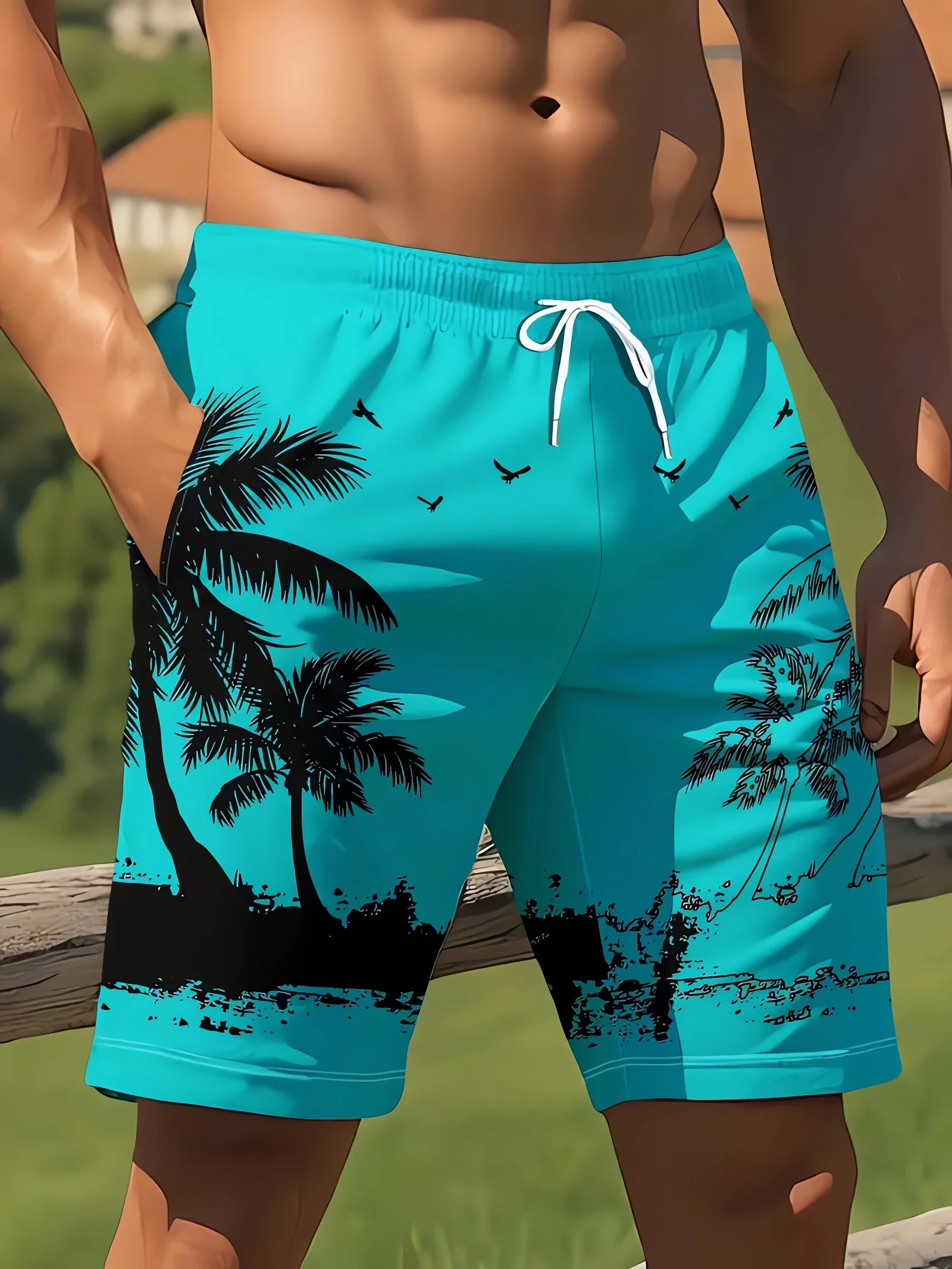 Shorts de Playa para Hombre con Estampado de Palmeras y Cocoteros, Nuevos Shorts de Verano para Vacaciones, Shorts Casuales Clásicos de Secado Rápido para Hombre