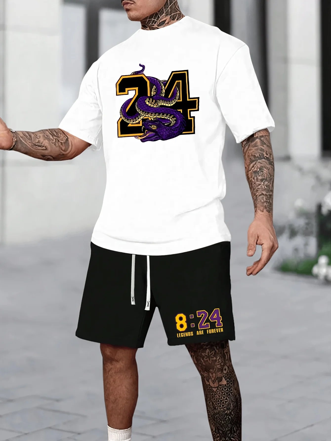 Conjunto relajado con temática Chicago de verano para hombre, conjunto de camiseta y pantalones cortos estampados talla 32, conjunto deportivo informal de dos piezas de talla grande para adultos