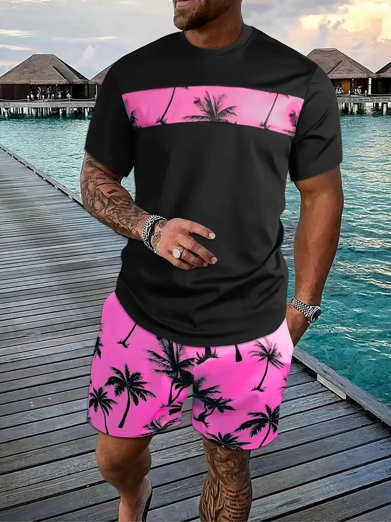 Conjunto Hawaiano Hombre | Camiseta y Pantalón Corto Playa