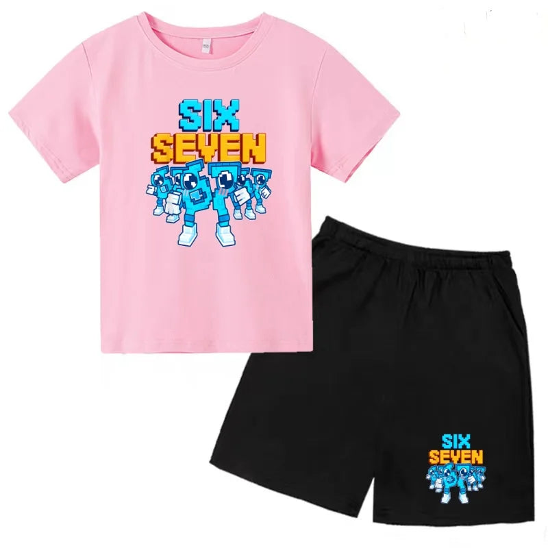 Nueva camiseta de verano con estampado de 67 Number Six Seven para niños de 3 a 12 años, ropa de dibujos animados de manga corta + pantalones cortos, conjunto deportivo informal para niños y niñas