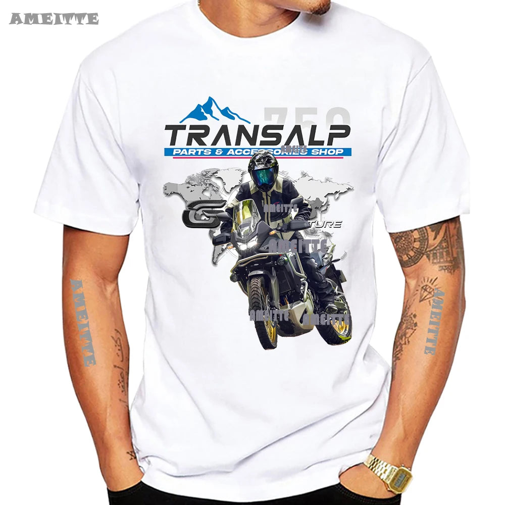2025 nuevo Transalp XL750 motocicleta Montaña camiseta hombres manga corta Cool Boy Casual Tops Japón Moto deporte leyenda camisetas
